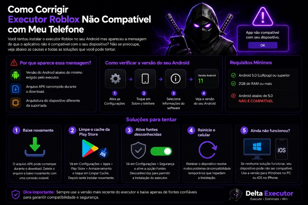 Como Corrigir Executor Roblox Não Compatível com Meu Telefone